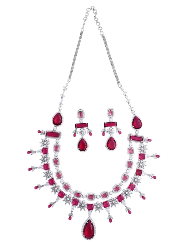 KAYRAH_Women_Pink_Brass_Material_Crafted_CZ_Stone_Studed_Necklace_with_Earrings_|_Jewellery_Set_for_Women,_Girls_(Design_9)