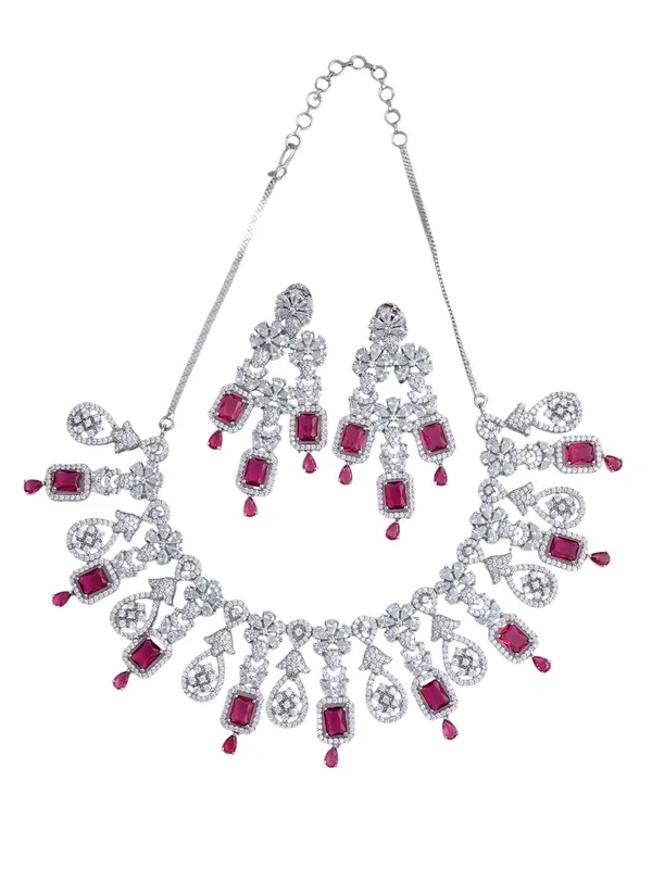 KAYRAH_Women_Pink_Brass_Material_Crafted_CZ_Stone_Studed_Necklace_with_Earrings_|_Jewellery_Set_for_Women,_Girls_|_Gifting_Accessories_(Design_4)