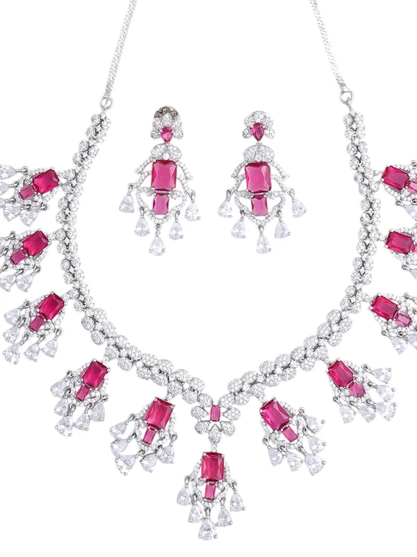 KAYRAH_Women_Pink_Brass_Material_Crafted_CZ_Stone_Studed_Necklace_with_Earrings_|_Jewellery_Set_for_Women,_Girls_(Design_12)