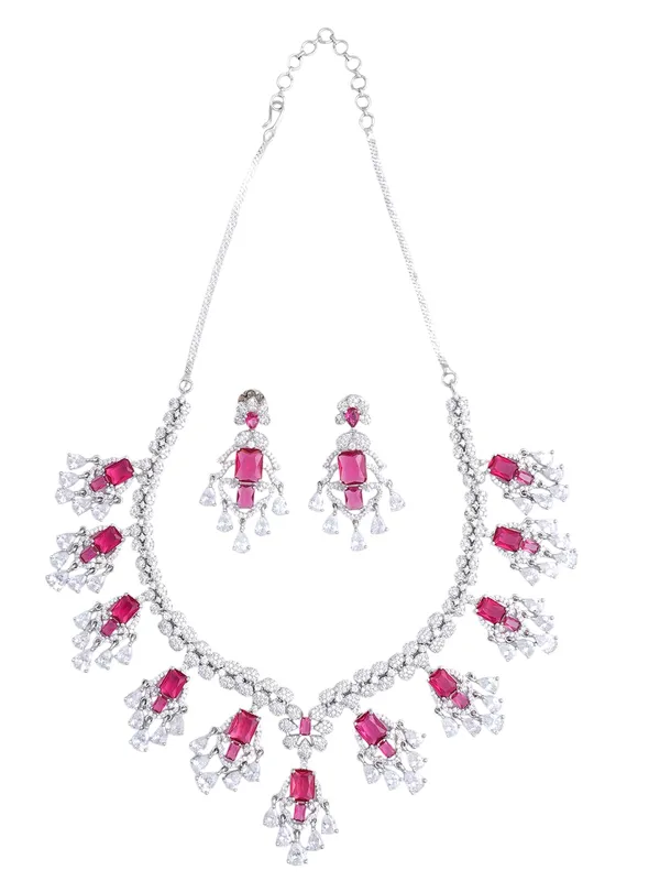 KAYRAH_Women_Pink_Brass_Material_Crafted_CZ_Stone_Studed_Necklace_with_Earrings_|_Jewellery_Set_for_Women,_Girls_(Design_12)