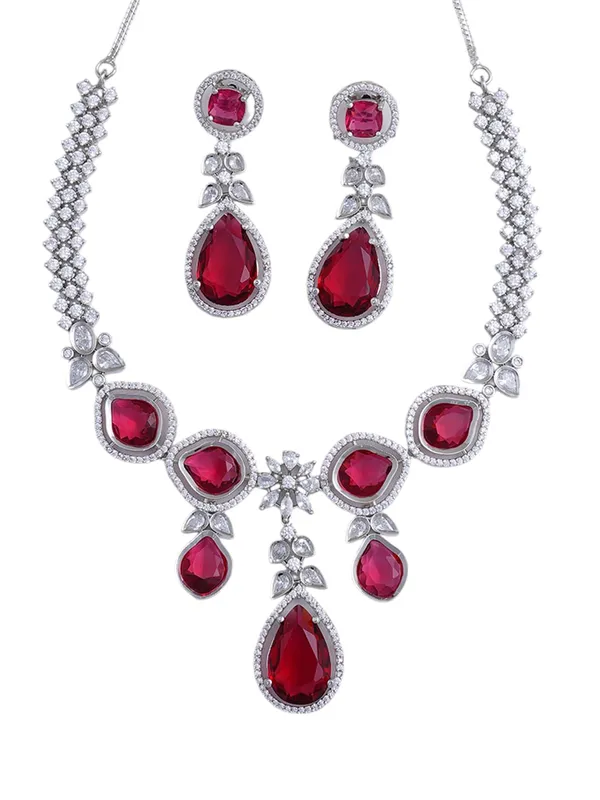 KAYRAH_Women_Pink_Brass_Material_Crafted_CZ_Stone_Studed_Necklace_with_Earrings_|_Jewellery_Set_for_Women,_Girls_|_Gifting_Accessories_(Design_1)