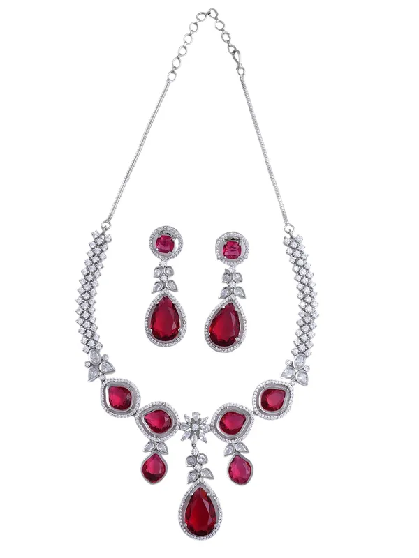 KAYRAH_Women_Pink_Brass_Material_Crafted_CZ_Stone_Studed_Necklace_with_Earrings_|_Jewellery_Set_for_Women,_Girls_|_Gifting_Accessories_(Design_1)