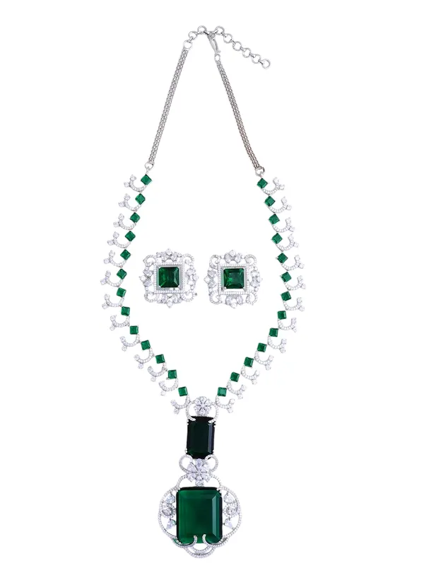 KAYRAH_Women_Green_Brass_Material_Crafted_CZ_Stone_Studed_Necklace_with_Earrings_|_Jewellery_Set_for_Women,_Girls_|_Gifting_Accessories_(Design_1)