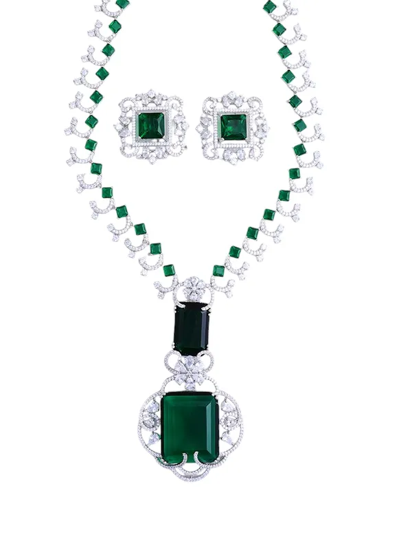 KAYRAH_Women_Green_Brass_Material_Crafted_CZ_Stone_Studed_Necklace_with_Earrings_|_Jewellery_Set_for_Women,_Girls_|_Gifting_Accessories_(Design_1)