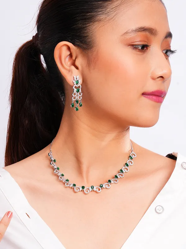 Green_Brass__Silver_Plated_Handcrafted_Water_Resistance_CZ_Stone__Necklace__Set_For_Women