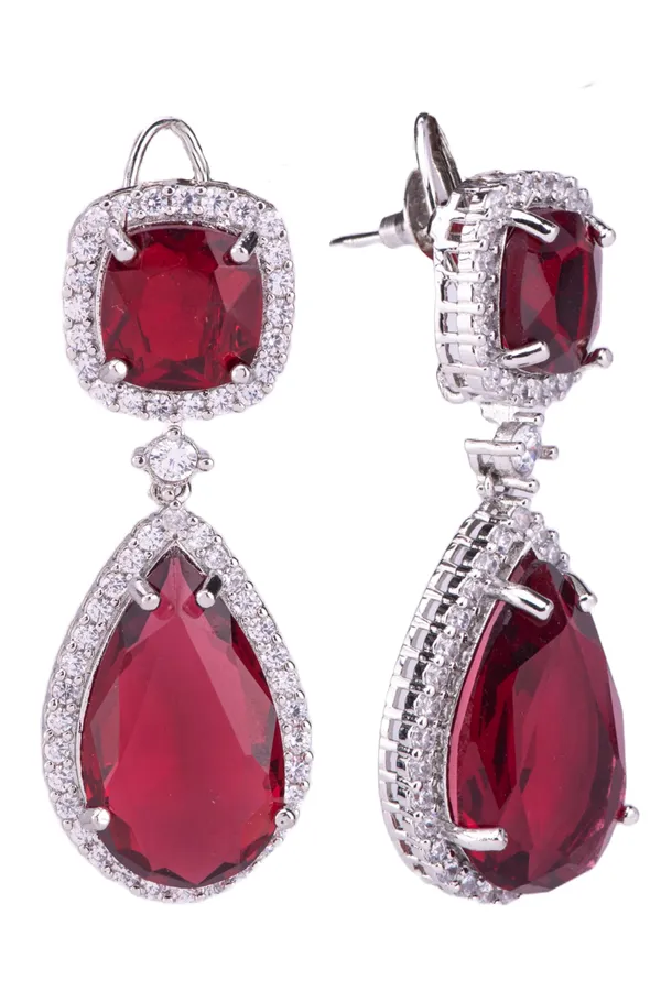 Hydro_Red_Brass_Silver_Plated_Handcrafted_Water_Resistance_CZ_Stone__Earrings_For_Women