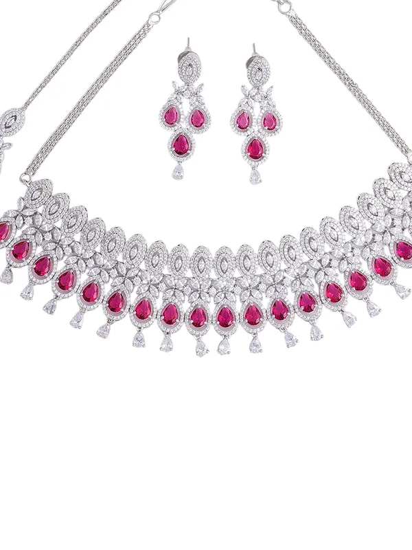 Pink_Brass_Silver_Plated_Handcrafted_Water_Resistance_CZ_Stone___Chocker_Set_For_Women