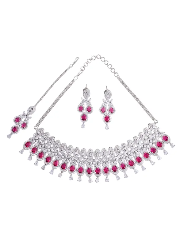Pink_Brass_Silver_Plated_Handcrafted_Water_Resistance_CZ_Stone___Chocker_Set_For_Women
