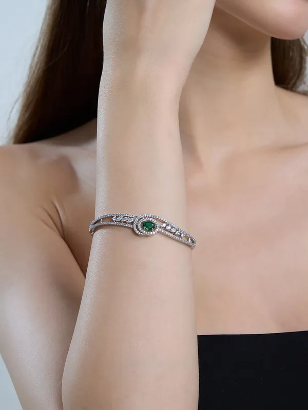 Green_Brass_Silver_Plated_Handcrafted_Water_Resistance_CZ_Stone__Bracelet_For_Women