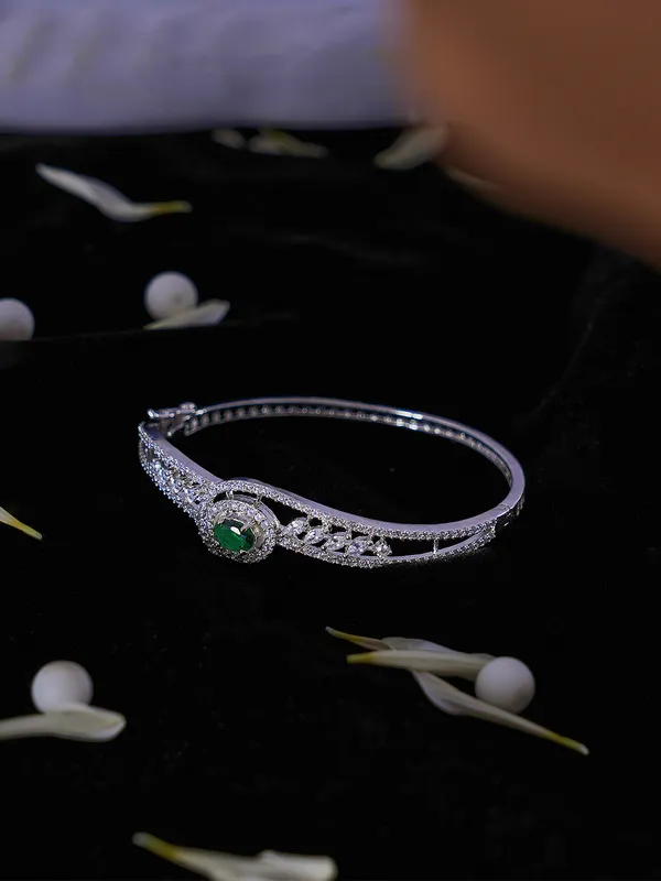 Green_Brass_Silver_Plated_Handcrafted_Water_Resistance_CZ_Stone__Bracelet_For_Women