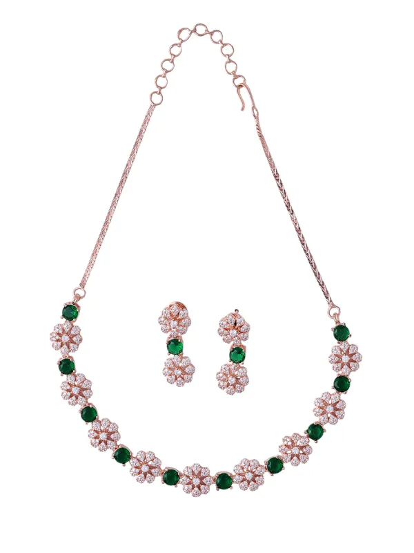 Green_Brass_Rose_Gold__Handcrafted_Water_Resistance_CZ_Stone__Necklace__Set_For_Women