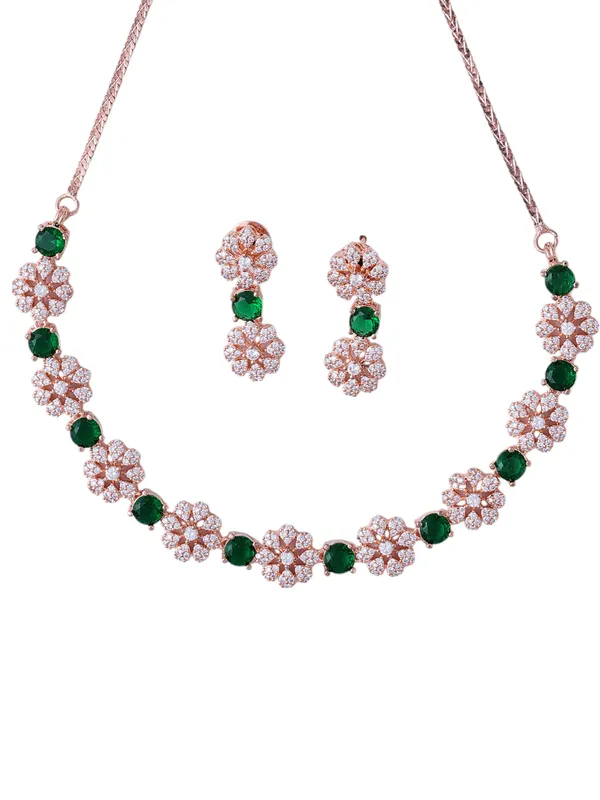 Green_Brass_Rose_Gold__Handcrafted_Water_Resistance_CZ_Stone__Necklace__Set_For_Women