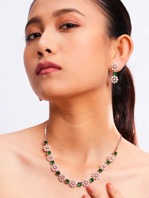 Green_Brass_Rose_Gold__Handcrafted_Water_Resistance_CZ_Stone__Necklace__Set_For_Women
