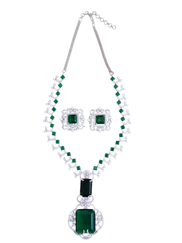 Green_Brass_Silver_Plated_Handcrafted_Water_Resistance_CZ_Stone__Necklace__Set_For_Women