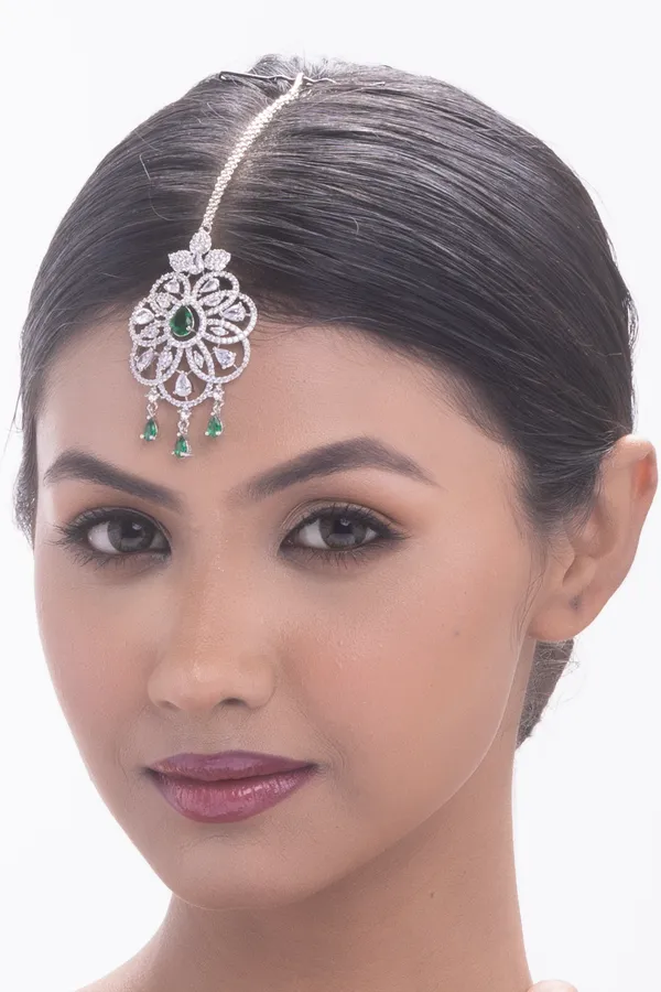 Hydro_Green_Brass_Silver_Plated_Handcrafted_Water_Resistance_CZ_Stone__Tika_For_Women