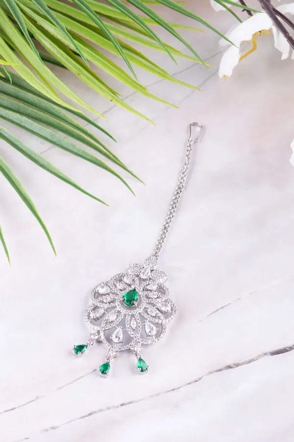 Hydro_Green_Brass_Silver_Plated_Handcrafted_Water_Resistance_CZ_Stone__Tika_For_Women