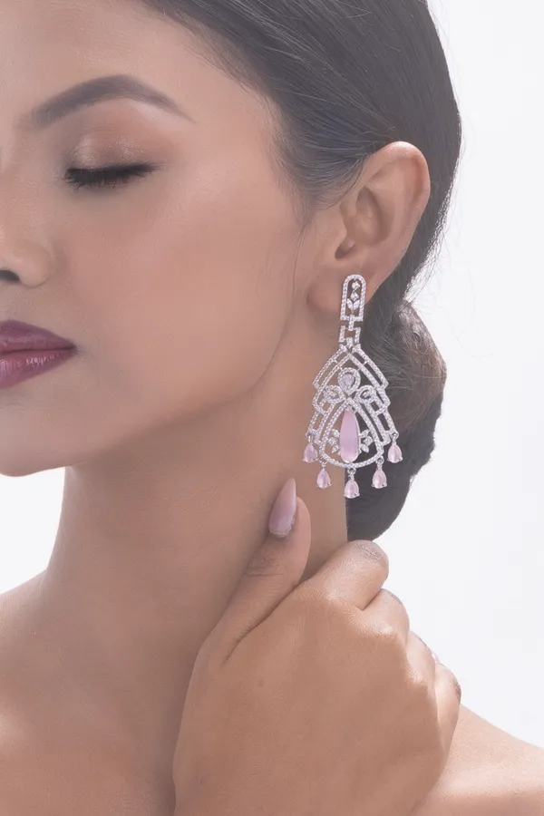 Monalisa_Pink_Brass_Silver_Plated_Handcrafted_Water_Resistance_CZ_Stone__Earrings_For_Women