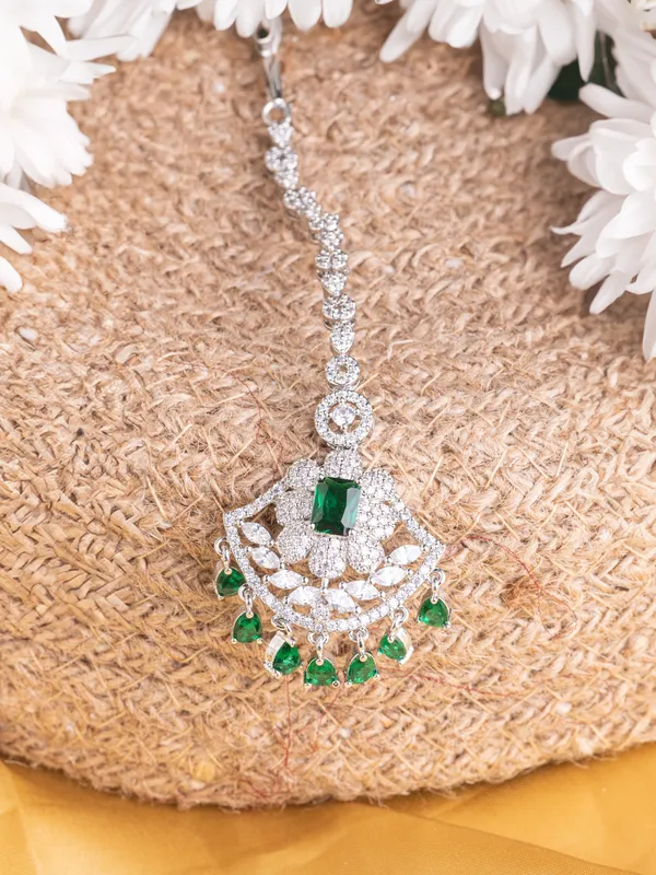 Hydro_Green_Brass_Silver_Plated_Handcrafted_Water_Resistance_CZ_Stone__Tika_For_Women
