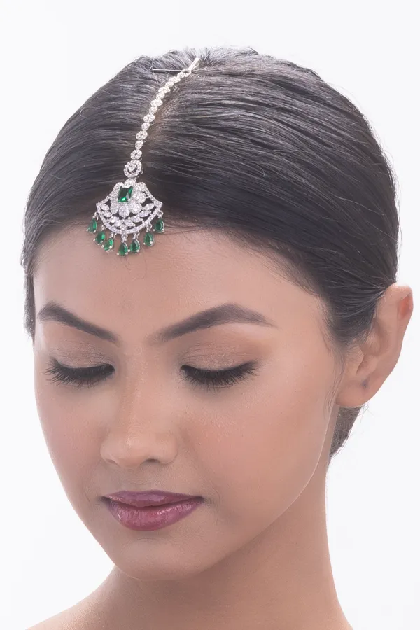 Hydro_Green_Brass_Silver_Plated_Handcrafted_Water_Resistance_CZ_Stone__Tika_For_Women