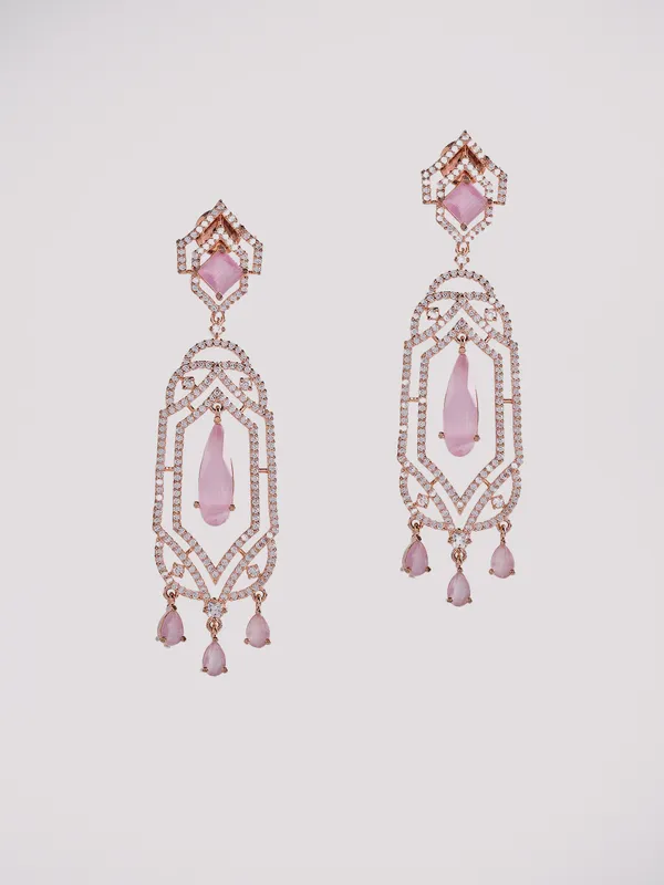 Pink_Brass_Rose_Gold__Handcrafted_Water_Resistance_CZ_Stone__Earrings_For_Women