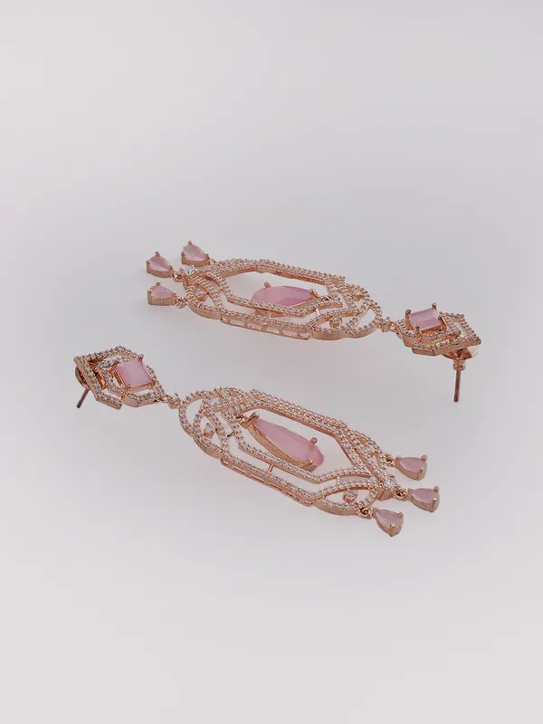 Pink_Brass_Rose_Gold__Handcrafted_Water_Resistance_CZ_Stone__Earrings_For_Women