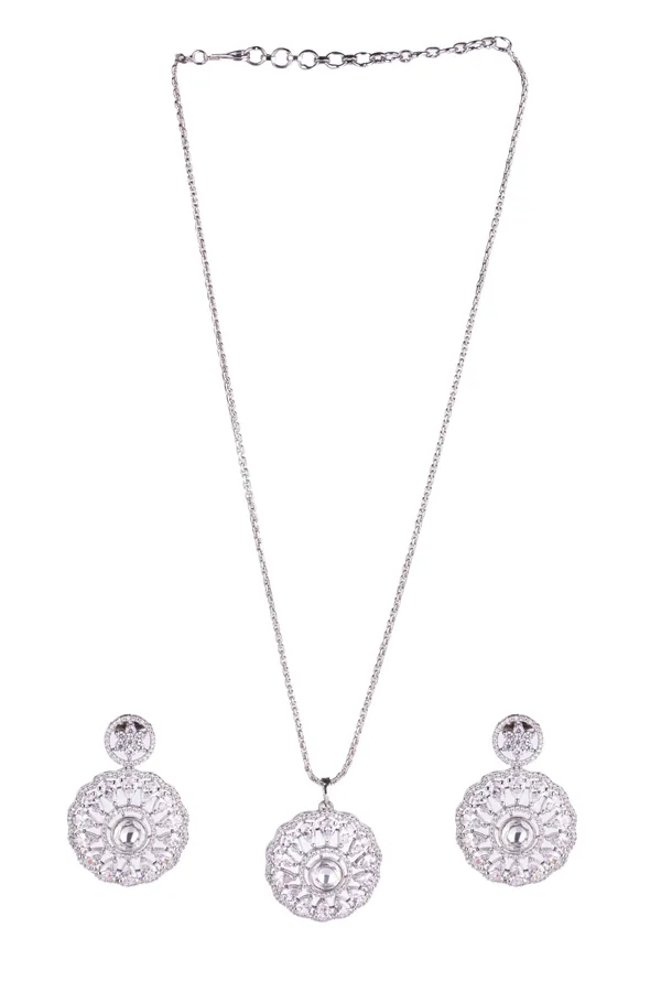 White_Brass_Kundan__Silver_Plated_Handcrafted_Water_Resistance_CZ_Stone__Earring_Pendent_Ring_Set_For_Women