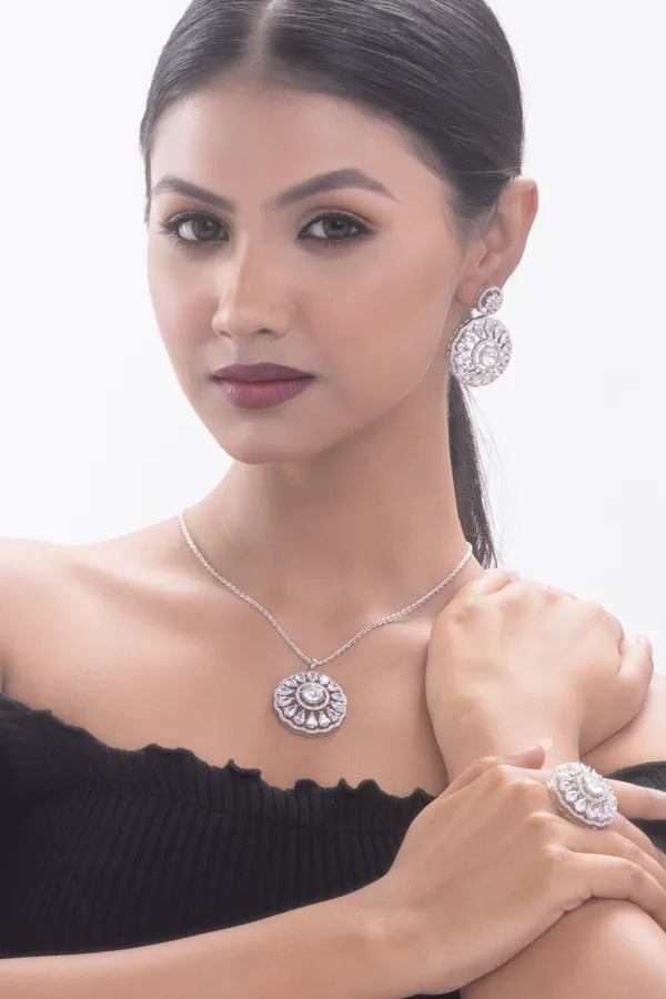 White_Brass_Kundan__Silver_Plated_Handcrafted_Water_Resistance_CZ_Stone__Earring_Pendent_Ring_Set_For_Women