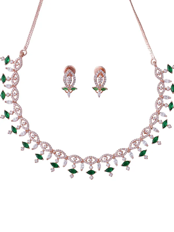 Green_Brass__Rose_Gold__Handcrafted_Water_Resistance_CZ_Stone__Necklace__Set_For_Women