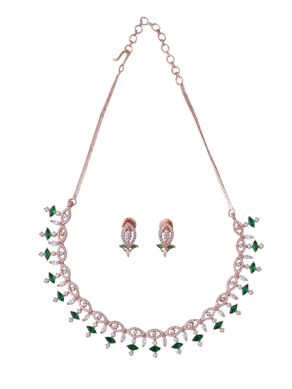 Green_Brass__Rose_Gold__Handcrafted_Water_Resistance_CZ_Stone__Necklace__Set_For_Women