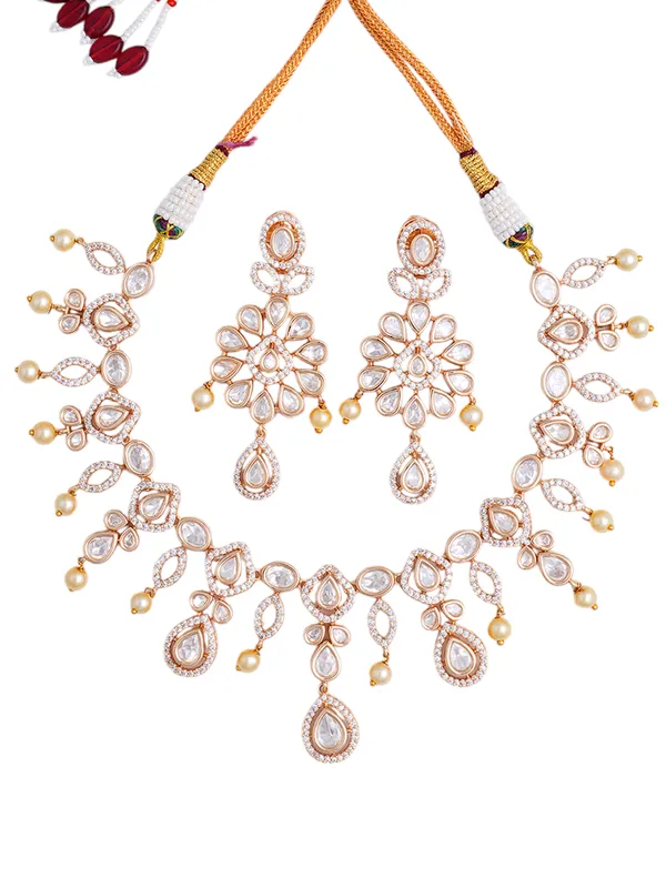 White_Brass_Kundan_Silver__Handcrafted_Water_Resistance_CZ_Stone__Necklace_For_Women