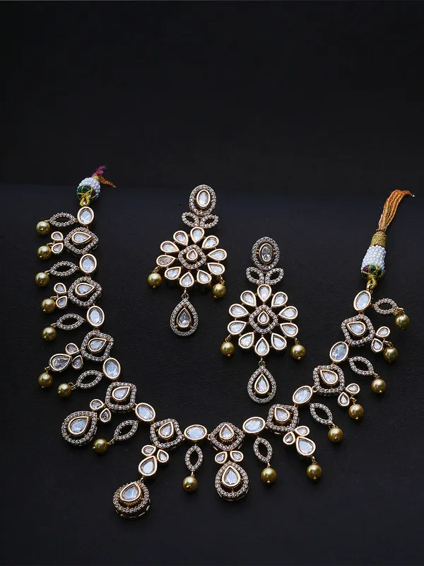 White_Brass_Kundan_Silver__Handcrafted_Water_Resistance_CZ_Stone__Necklace_For_Women
