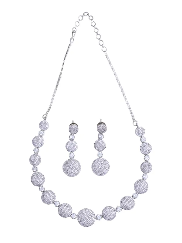 White_Brass__Silver_Plated_Handcrafted_Water_Resistance_CZ_Stone__Necklace__Set_For_Women