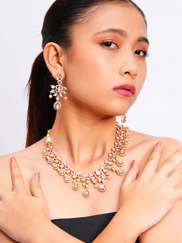 White_Brass_Kundan_Rose_Gold__Handcrafted_Water_Resistance_CZ_Stone__Necklace_For_Women
