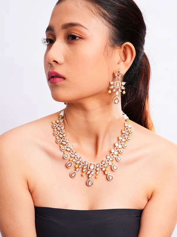 White_Brass_Kundan_Rose_Gold__Handcrafted_Water_Resistance_CZ_Stone__Necklace_For_Women