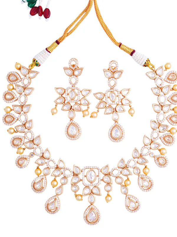 White_Brass_Kundan_Rose_Gold__Handcrafted_Water_Resistance_CZ_Stone__Necklace_For_Women