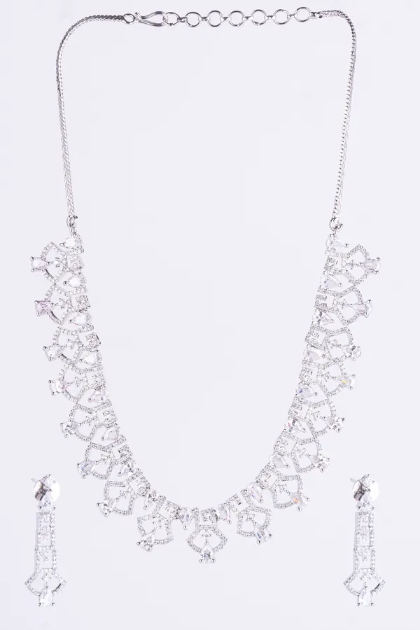 White_Brass_Silver_Plated_Handcrafted_Water_Resistance_CZ_Stone__Necklace__Set_For_Women