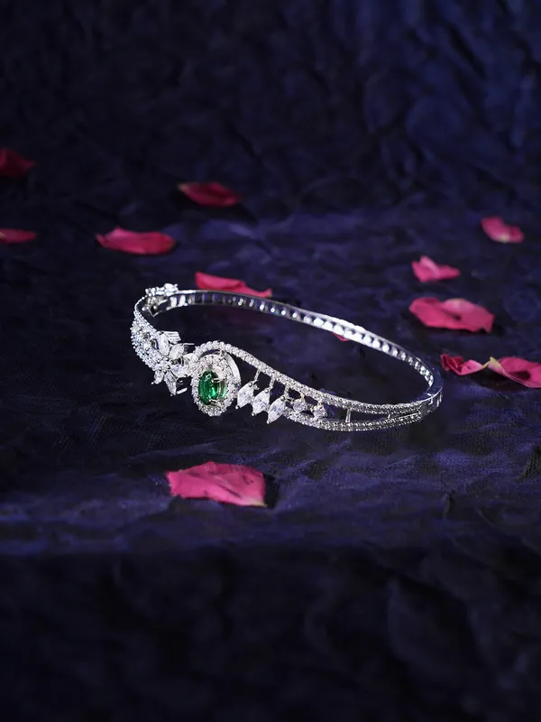 Green_Brass_Silver_Plated_Handcrafted_Water_Resistance_CZ_Stone__Bracelet_For_Women