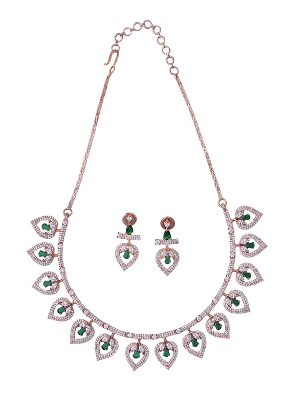 Blue_Brass_Rose_Gold__Handcrafted_Water_Resistance_CZ_Stone__Necklace__Set_For_Women