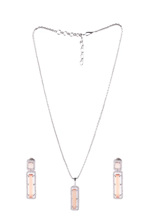 Peach_Brass__Silver_Plated_Handcrafted_Water_Resistance_CZ_Stone__Earring_Pendent_Ring_Set_For_Women
