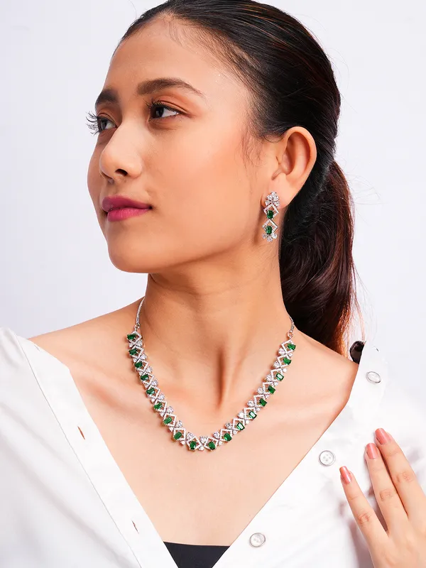 Green_Brass_Silver_Plated_Handcrafted_Water_Resistance_CZ_Stone__Necklace__Set_For_Women