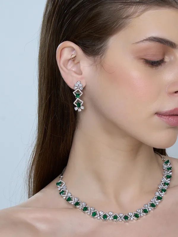 Green_Brass_Silver_Plated_Handcrafted_Water_Resistance_CZ_Stone__Necklace__Set_For_Women