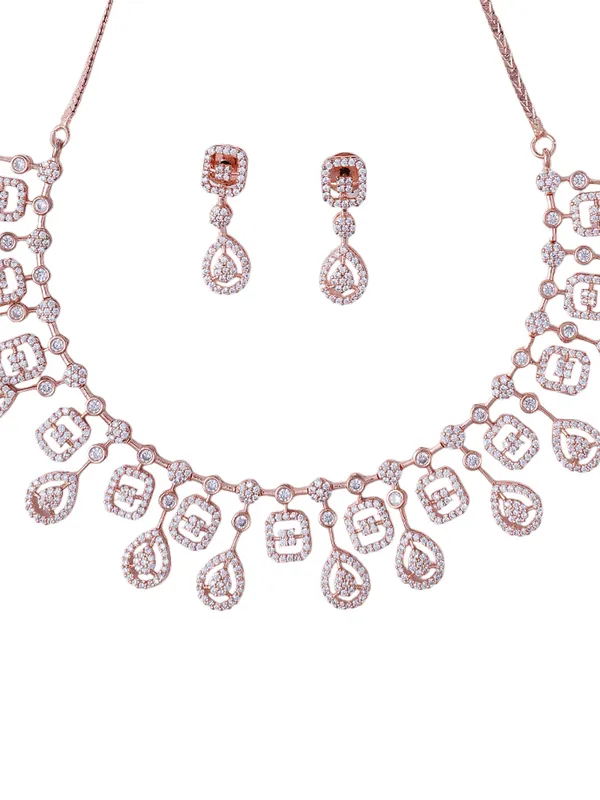 White_Brass__Rose_Gold__Handcrafted_Water_Resistance_CZ_Stone__Necklace__Set_For_Women