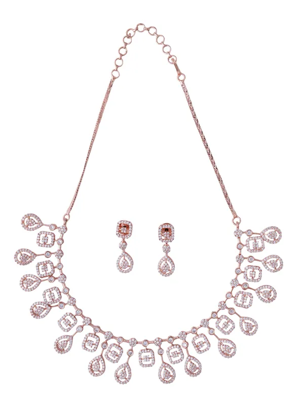 White_Brass__Rose_Gold__Handcrafted_Water_Resistance_CZ_Stone__Necklace__Set_For_Women
