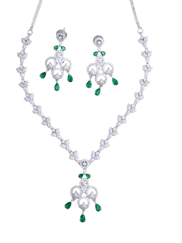 Green_Brass__Silver_Plated_Handcrafted_Water_Resistance_CZ_Stone__Necklace__Set_For_Women