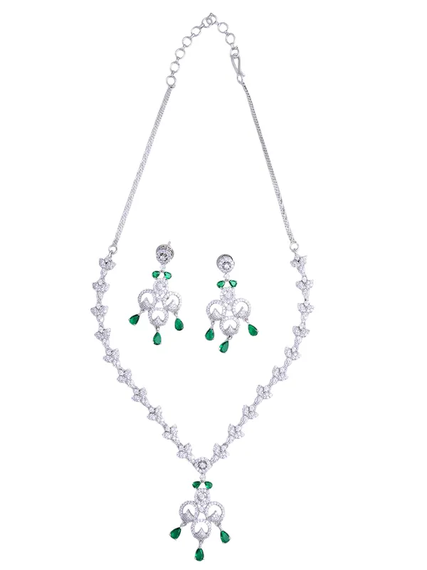 Green_Brass__Silver_Plated_Handcrafted_Water_Resistance_CZ_Stone__Necklace__Set_For_Women
