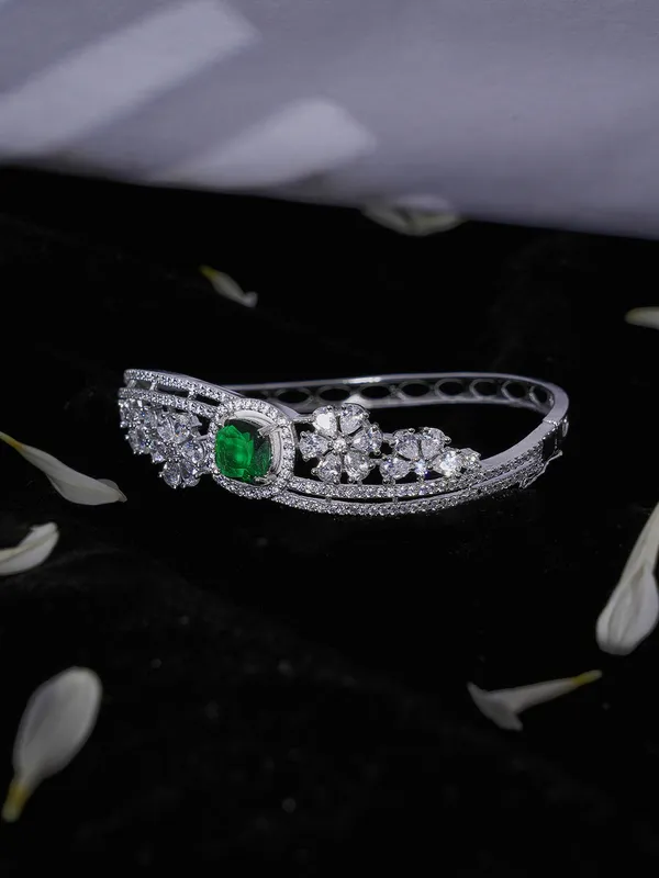Green_Brass__Silver_Plated_Handcrafted_Water_Resistance_CZ_Stone__Bracelet_For_Women