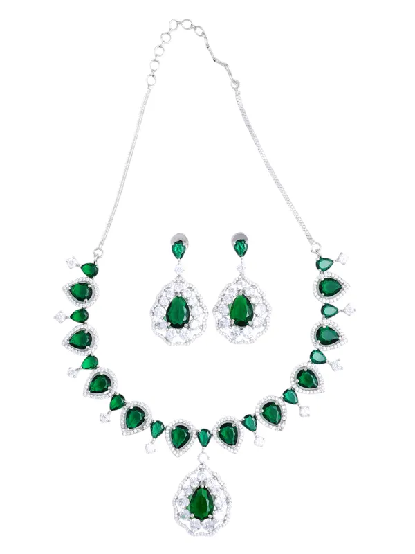 Green_Brass_Silver_Plated_Handcrafted_Water_Resistance_CZ_Stone__Necklace__Set_For_Women