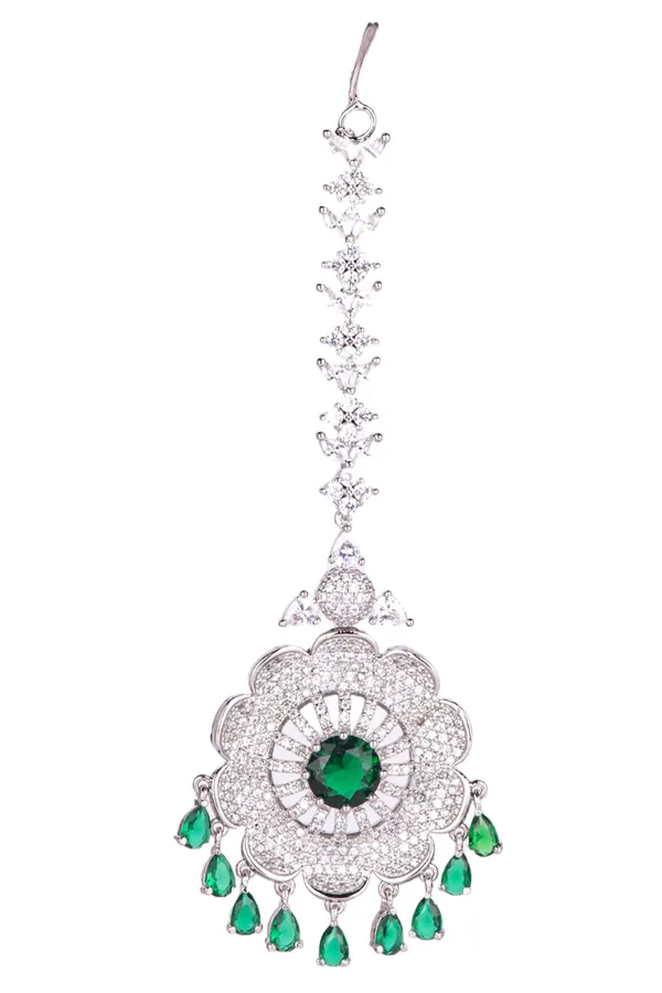 Hydro_Green_Brass_Silver_Plated_Handcrafted_Water_Resistance_CZ_Stone__Tika_For_Women