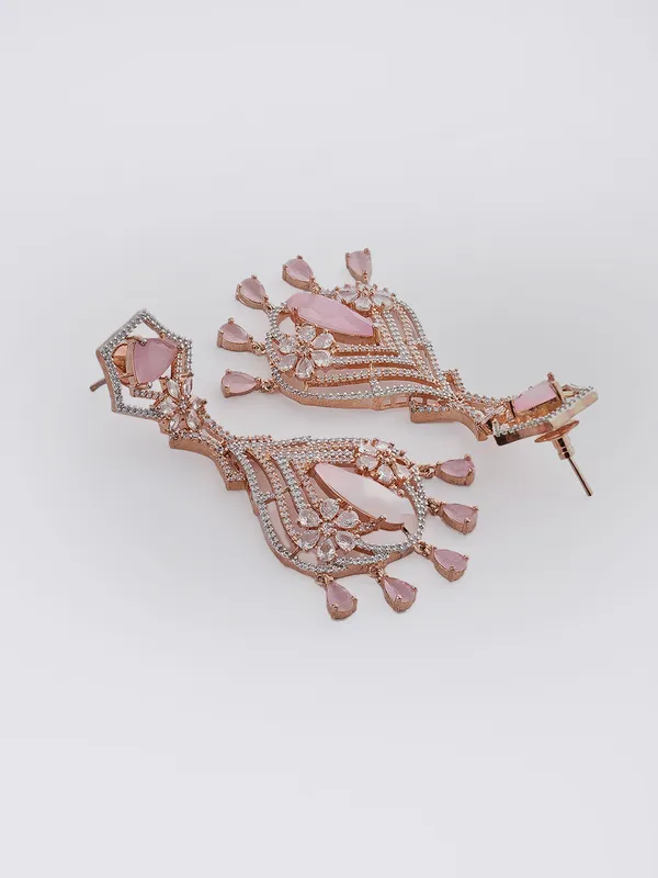 Pink_Brass_Rose_Gold__Handcrafted_Water_Resistance_CZ_Stone__Earrings_For_Women