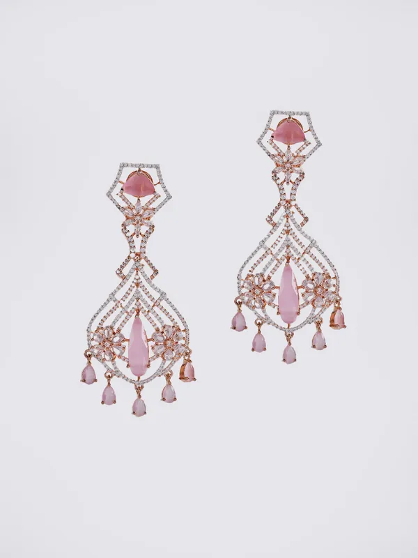 Pink_Brass_Rose_Gold__Handcrafted_Water_Resistance_CZ_Stone__Earrings_For_Women